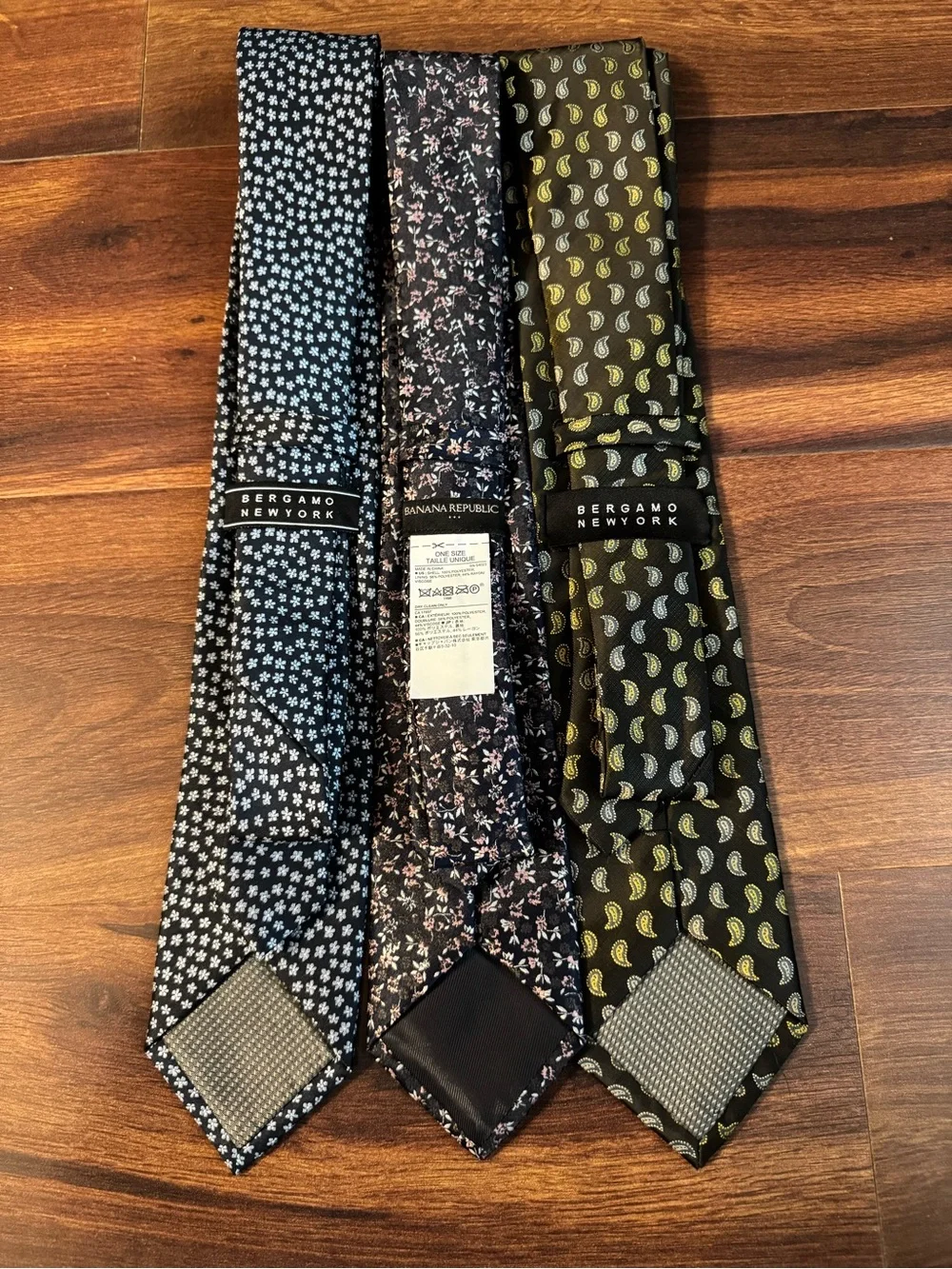 BERGAMO New York and Banana Republic Black, Navy, Paisley and Floral Ties